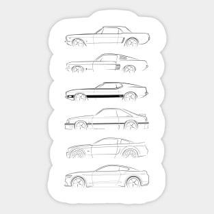 Evolution of the Ford Mustang - profile stencil, black Sticker